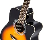 Washburn Vintage Series 6 String Acoustic-Electric Guitar, Right, Tobacco Sunburst, Dreadnought (WA90CEVSB)