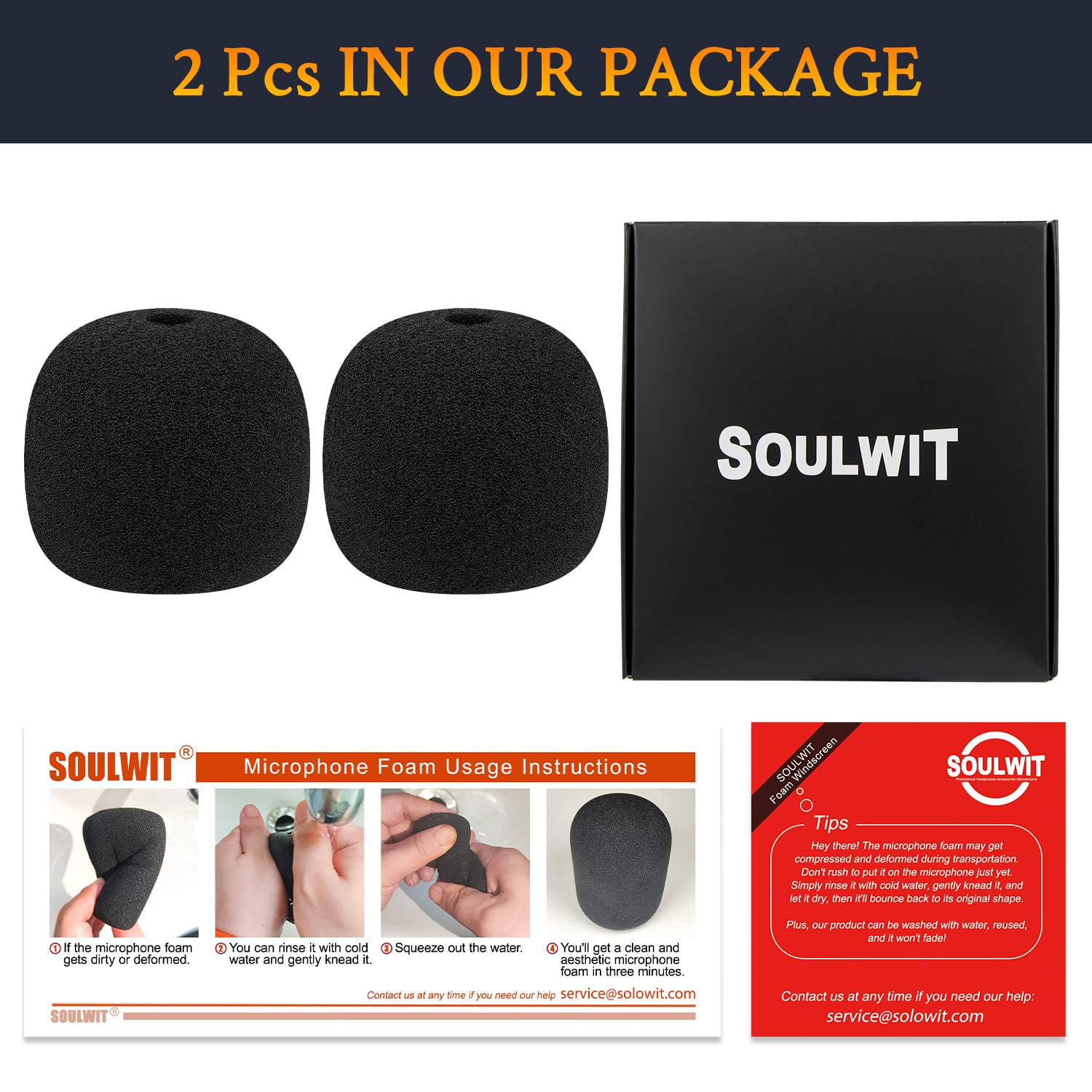 SOULWIT 2Pcs Microphones Pop Filter for Razer Seiren V3 Mini USB, Protective Mic Cover Windscreen Foam - Black - Image 3
