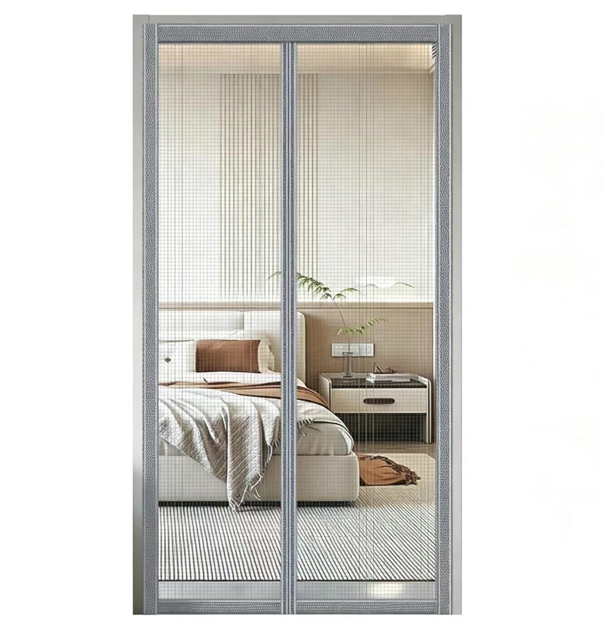 Moustiquaire magnétique de balcon 105x220cm rideaux fermeture automatique gris