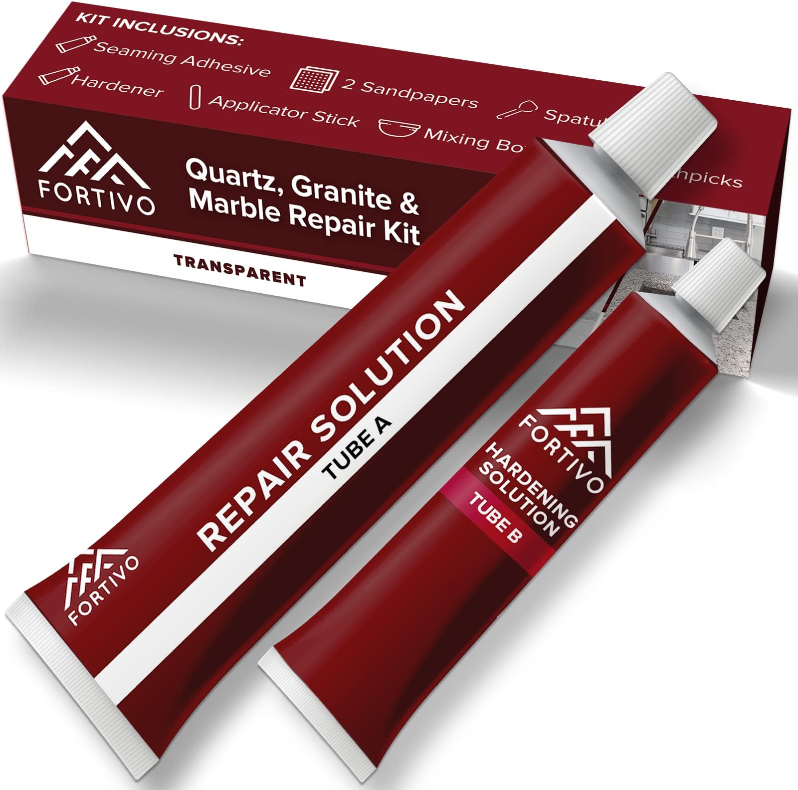 Quartz Countertop Chip Repair Kit, Porcelain Repair Kit, Granite Repair Kit for Cracks, Marble Tile Repair Kit, Granite Countertop Repair, Chipped Tile Repair Kit, Epoxy Countertop Kit Transparent