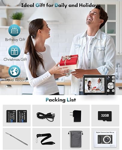 Miniatura 9 de Cámara digital 4K, cámaras de enfoque automático de 48 MP para fotografía, cámara compacta de vlogging con cámara frontal y trasera, cámaras de