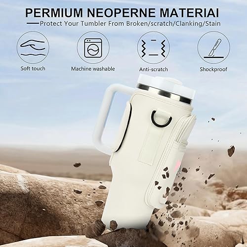 Miniatura 28 de Initial Water Bottle Holder with Strap for Stanley 40 oz Tumbler/Simple Modern 40 oz Tumbler,Water Bottle Carrier Bag with Strap,Personalized A-Z