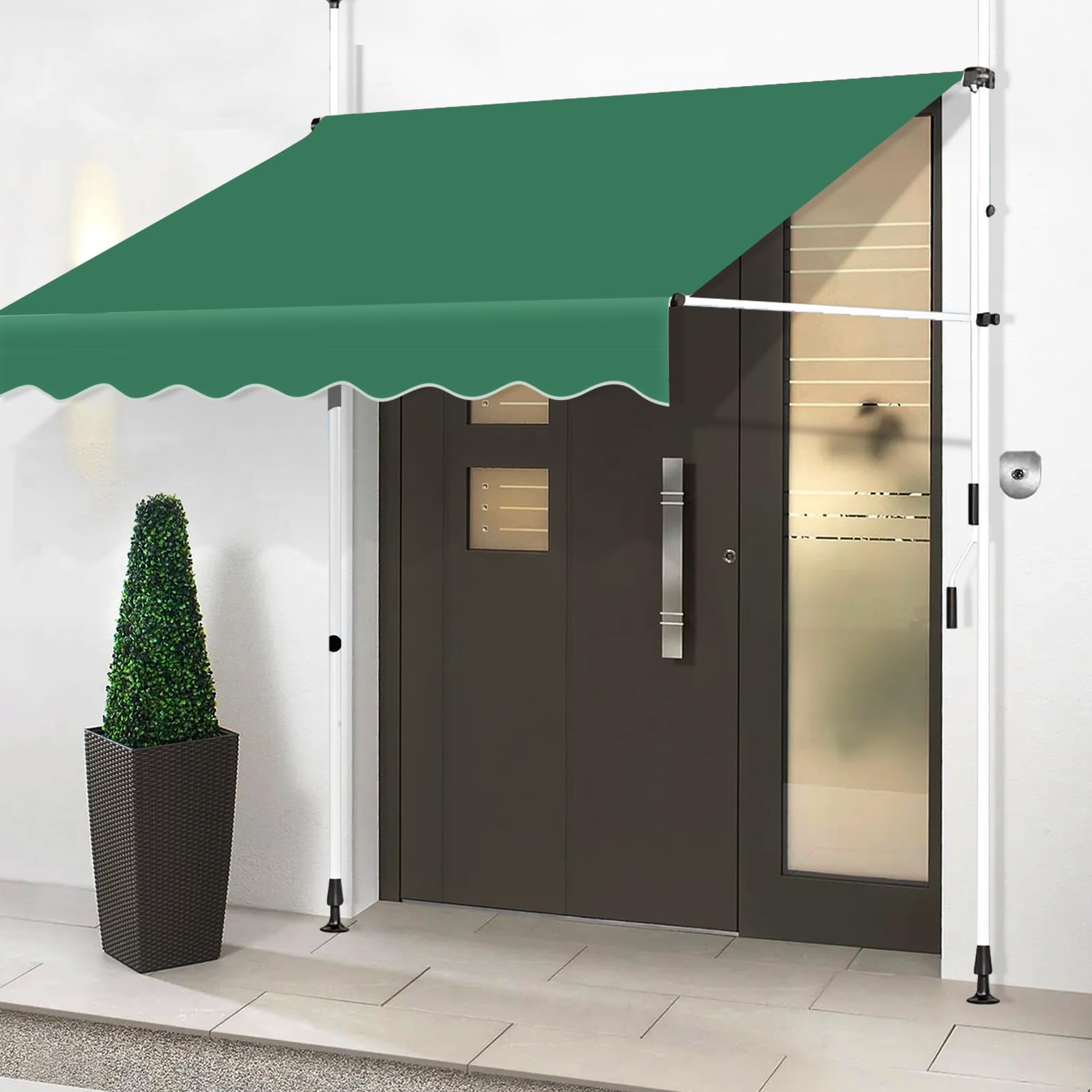 FVTHVHEV Patio Awning, Garden Awning, Free Standing Door Awning, Sun Shade Shelter Canopy with Hand Crank, Balcony Awning, Height-Adjustable 2.5mAgainsttheWall E