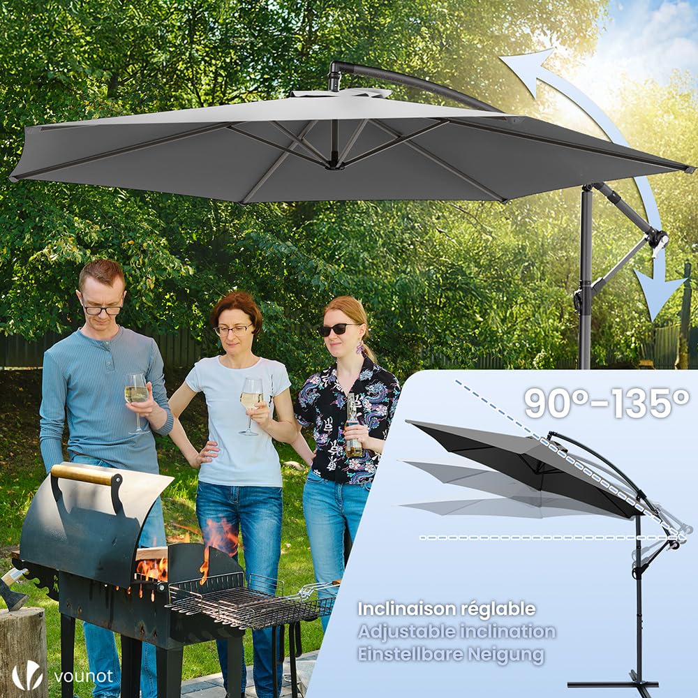 zweefparasol Antibes - 3x4m - beige - verstelbaar en draaibaar
