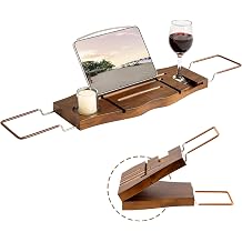 Dream Light Walnut Teak Expandable Bathtub Caddy Tray