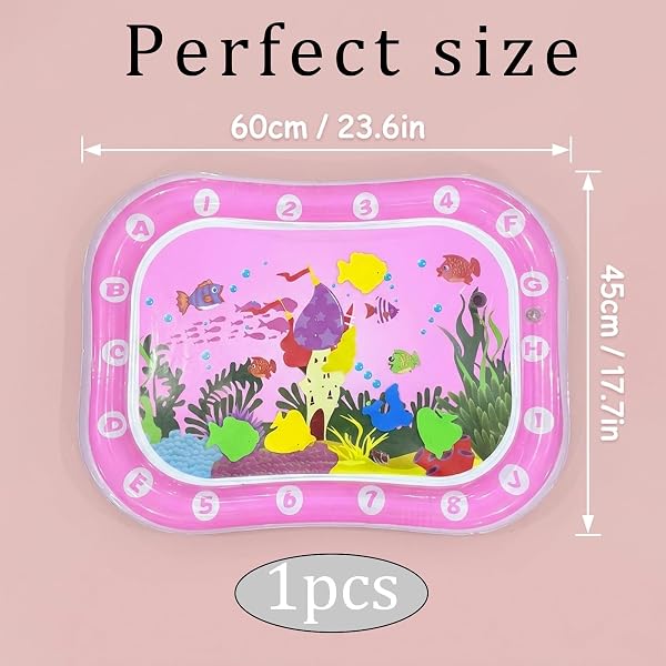 Baby Water Mat, Tummy Time Water Mat for Babies, Infant Developmental Activity Centre, Sensory Water Play Mat, Portable Travel Toy for Newborns to Three Years, 60 x 45 cm - 2