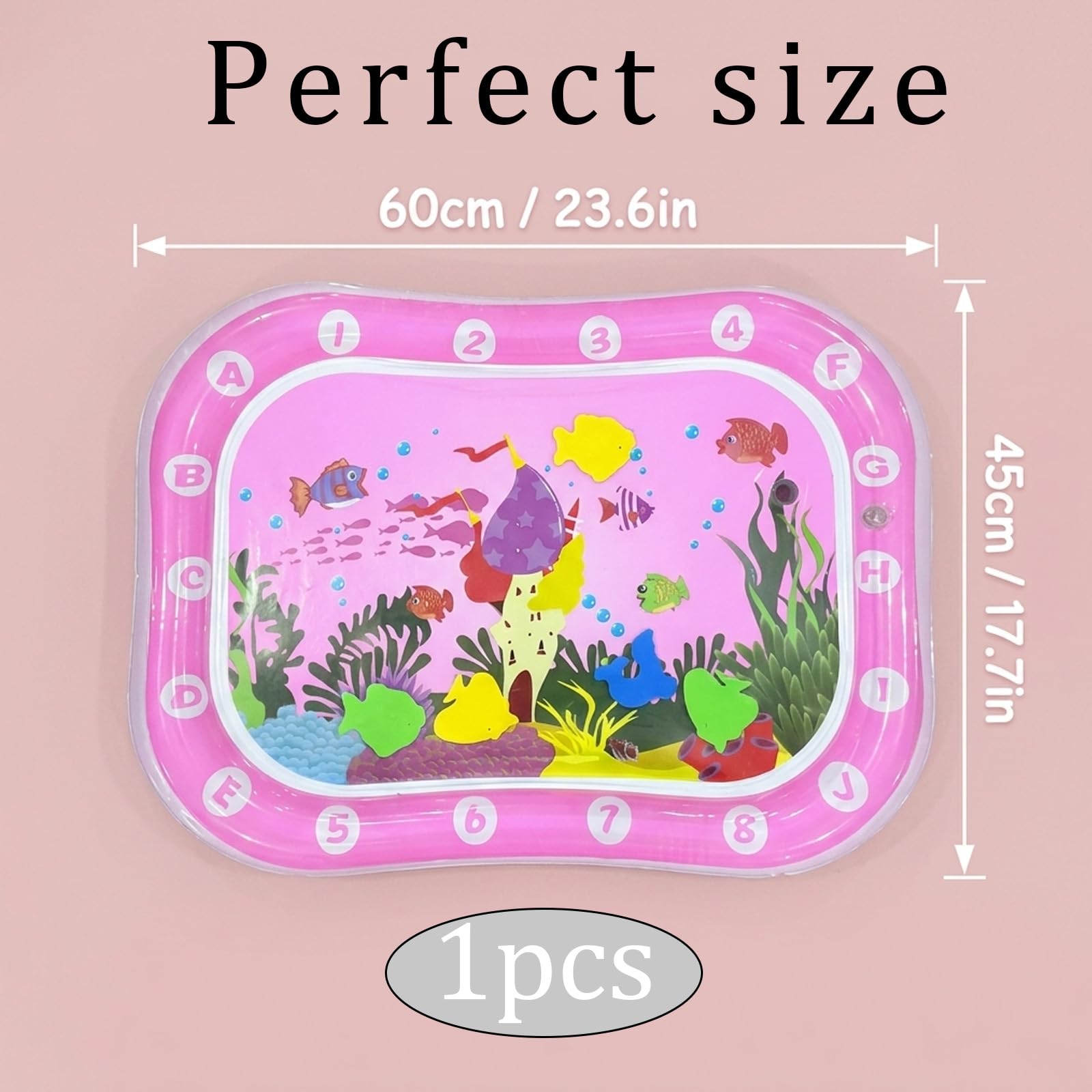 Baby Water Mat, Tummy Time Water Mat for Babies, Infant Developmental Activity Centre, Sensory Water Play Mat, Portable Travel Toy for Newborns to Three Years, 60 x 45 cm — view 2