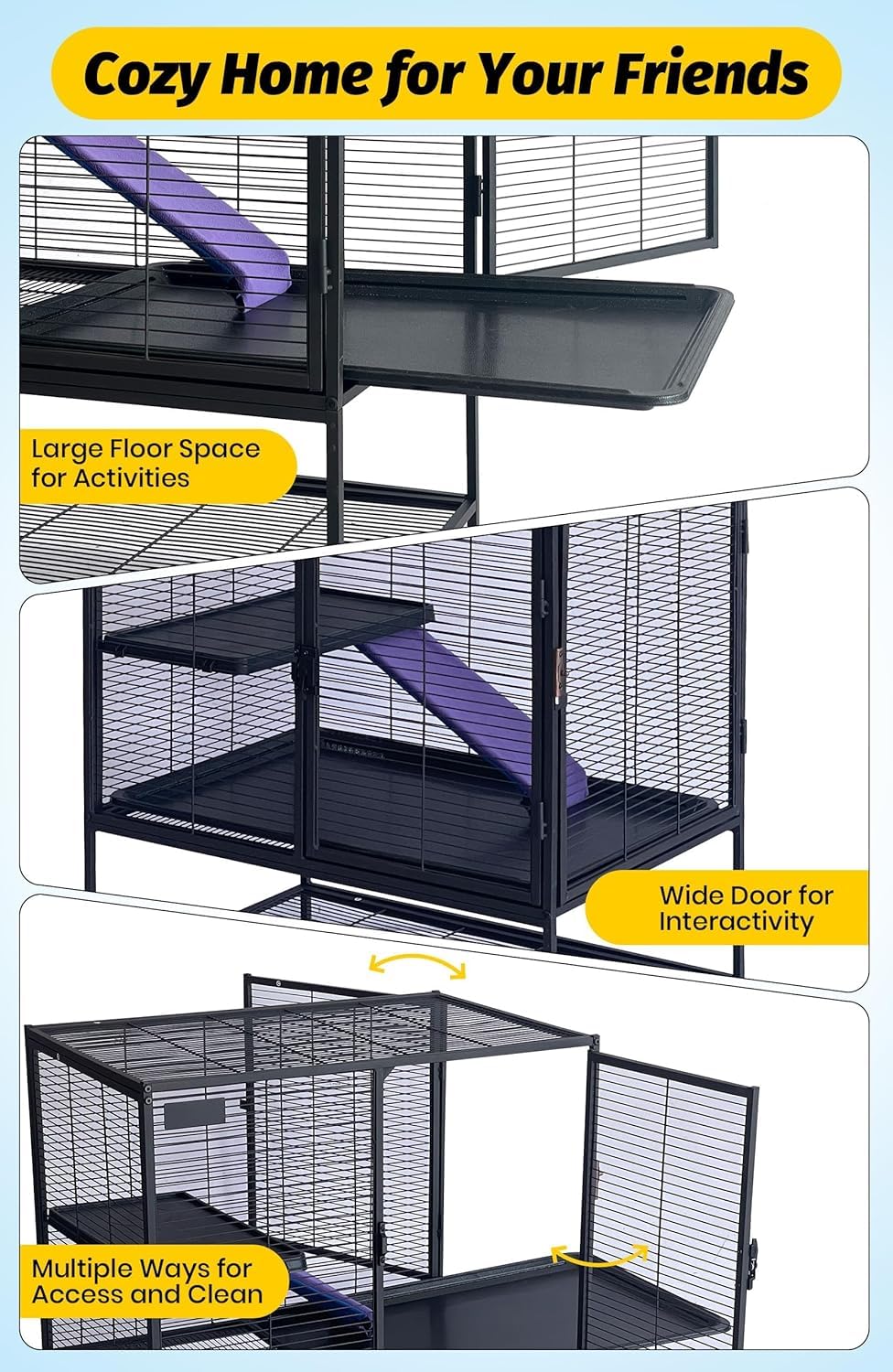 Kleintierkäfig, Käfige Laufställe Hamsterkäfig Mit Treppen Abnehmbarer Rampe,Nagerkäfig Meerschweinchen Häuschen Hasenhaus Ideal Für Frettchen, Chinchillas, Meerschweinchen Und Hamster Kaninchen