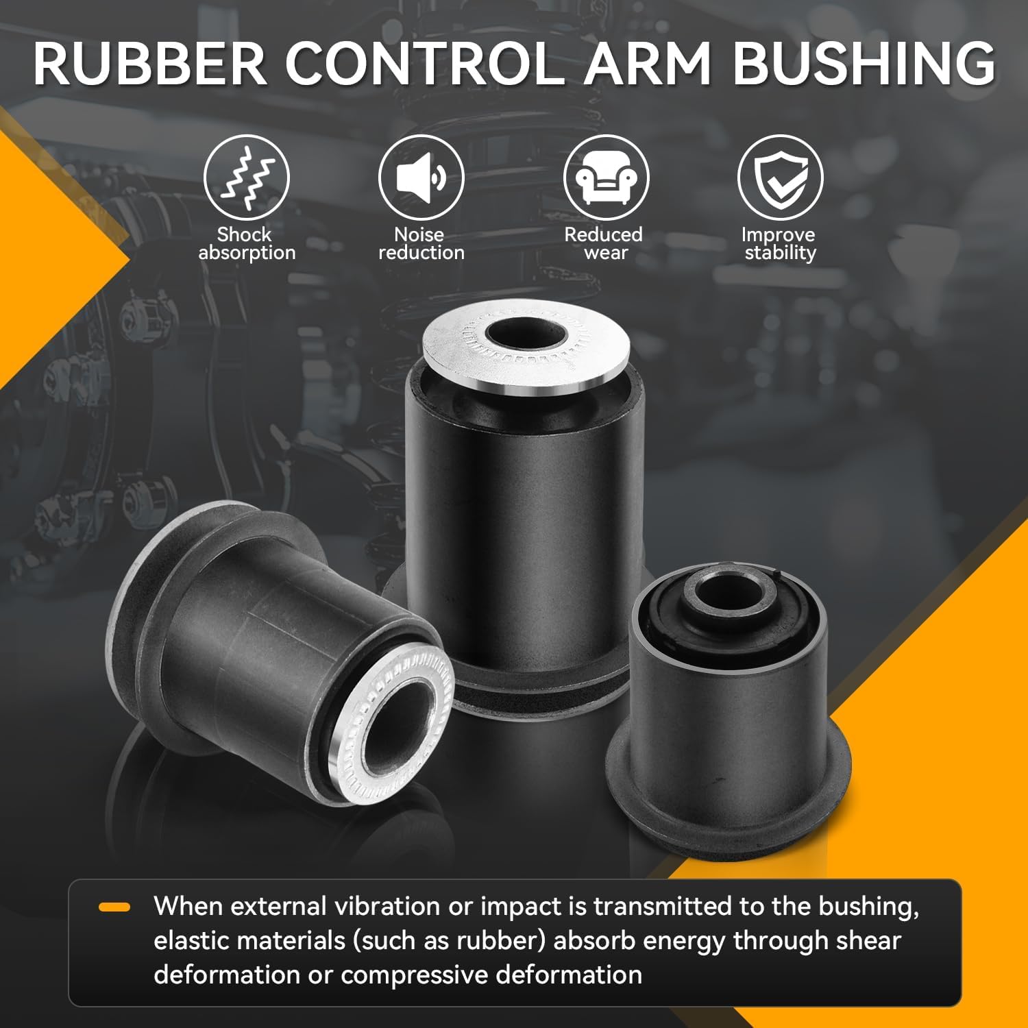 WayJun Control Arm Bushing Upper & Lower Front Compatible with Lexus 2010-2023 GX460, Toyota 2010-2014 FJ Cruiser, Toyota 2010-2024 4Runner