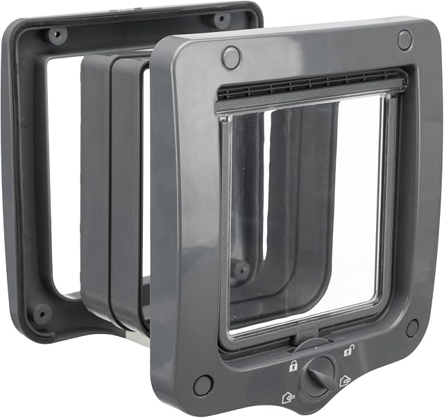 Trixie 4-Way Cat Flap with Tunnel, Grey, 578 g