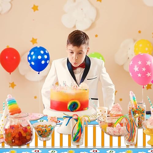 Miniatura 7 de Irenare 3 manteles de plástico de tren para fiestas de cumpleaños, manteles para niños, decoraciones de fiesta, 51 x 87 pulgadas