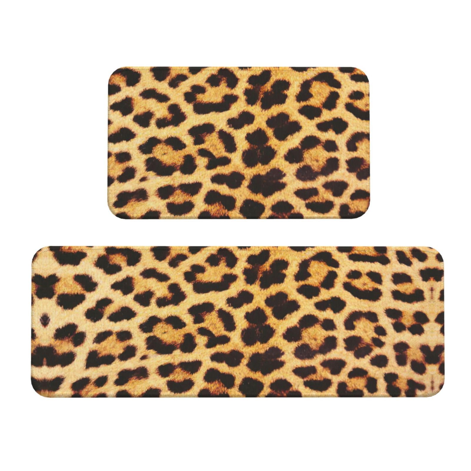 Tapis d'entrée antidérapant lot de 2 avec motif de Noël léopard anti-glisse