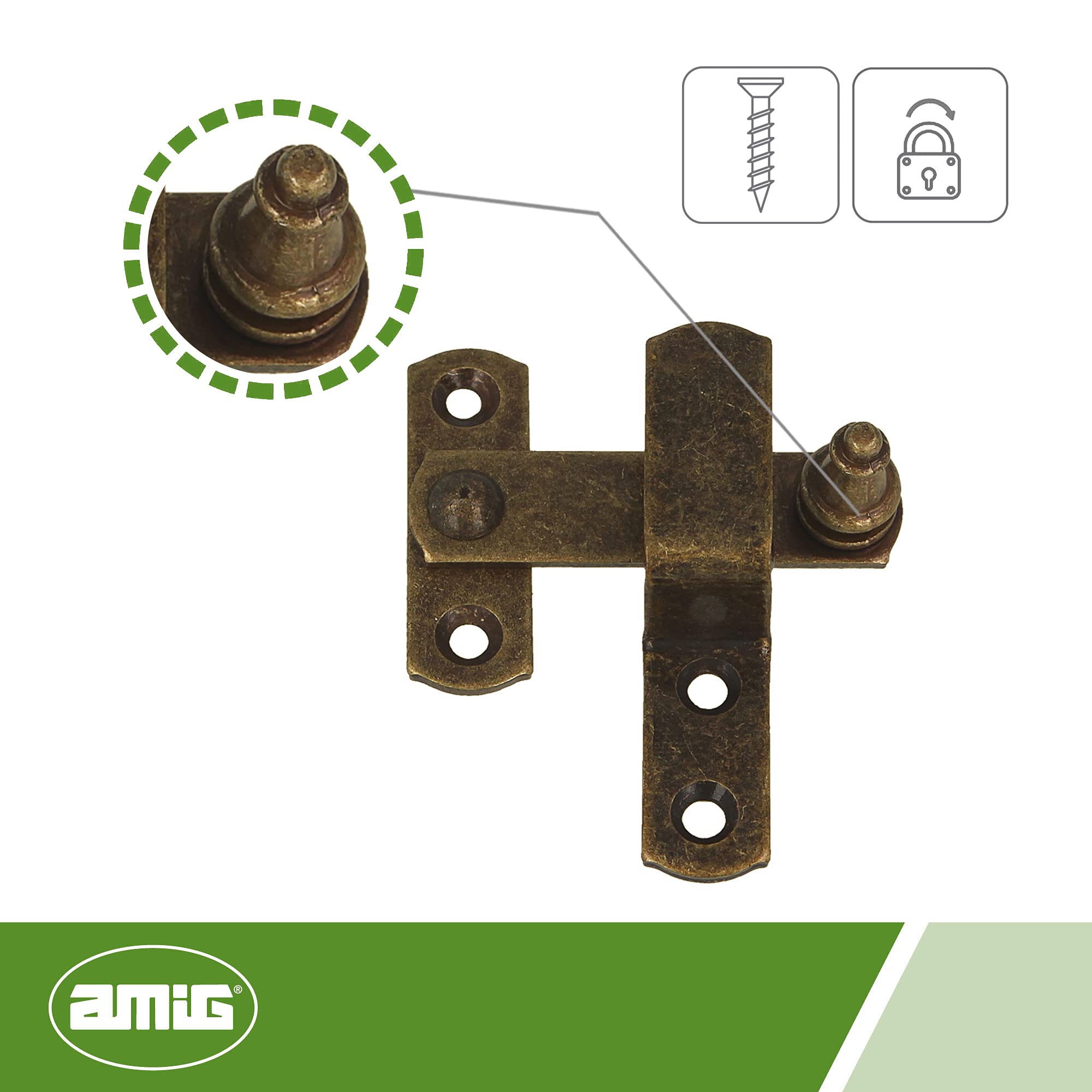 AMIG Chiusura Per Controventana In Acciaio - Nero, 11x6x1.8 Cm, Con Aletta - Foto 11