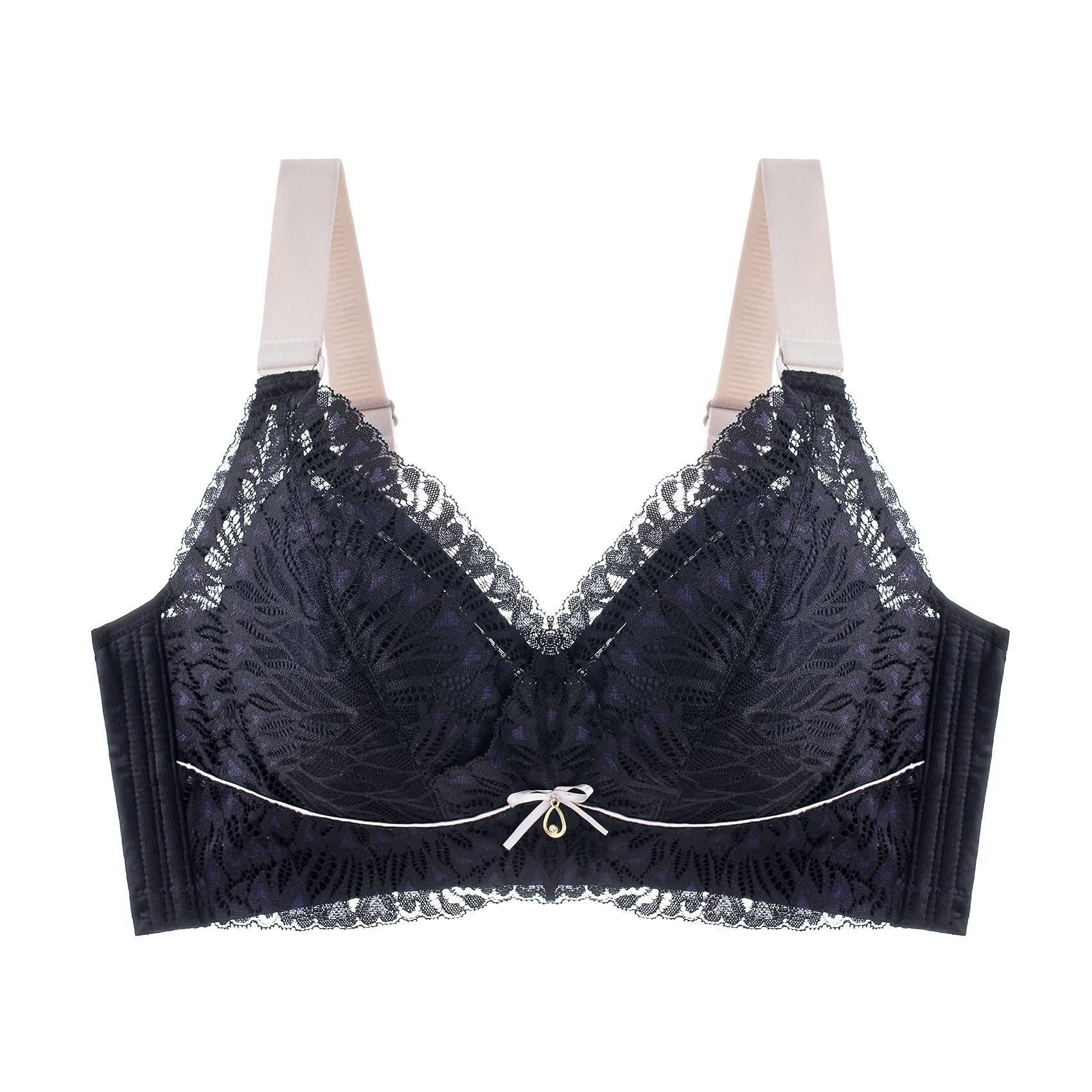 Baetty 32-40(B-DDD) Natural Oak Latex Lightly Lined Wireless Wide Straps Armpit Smoothing Minimizer Bra 4547