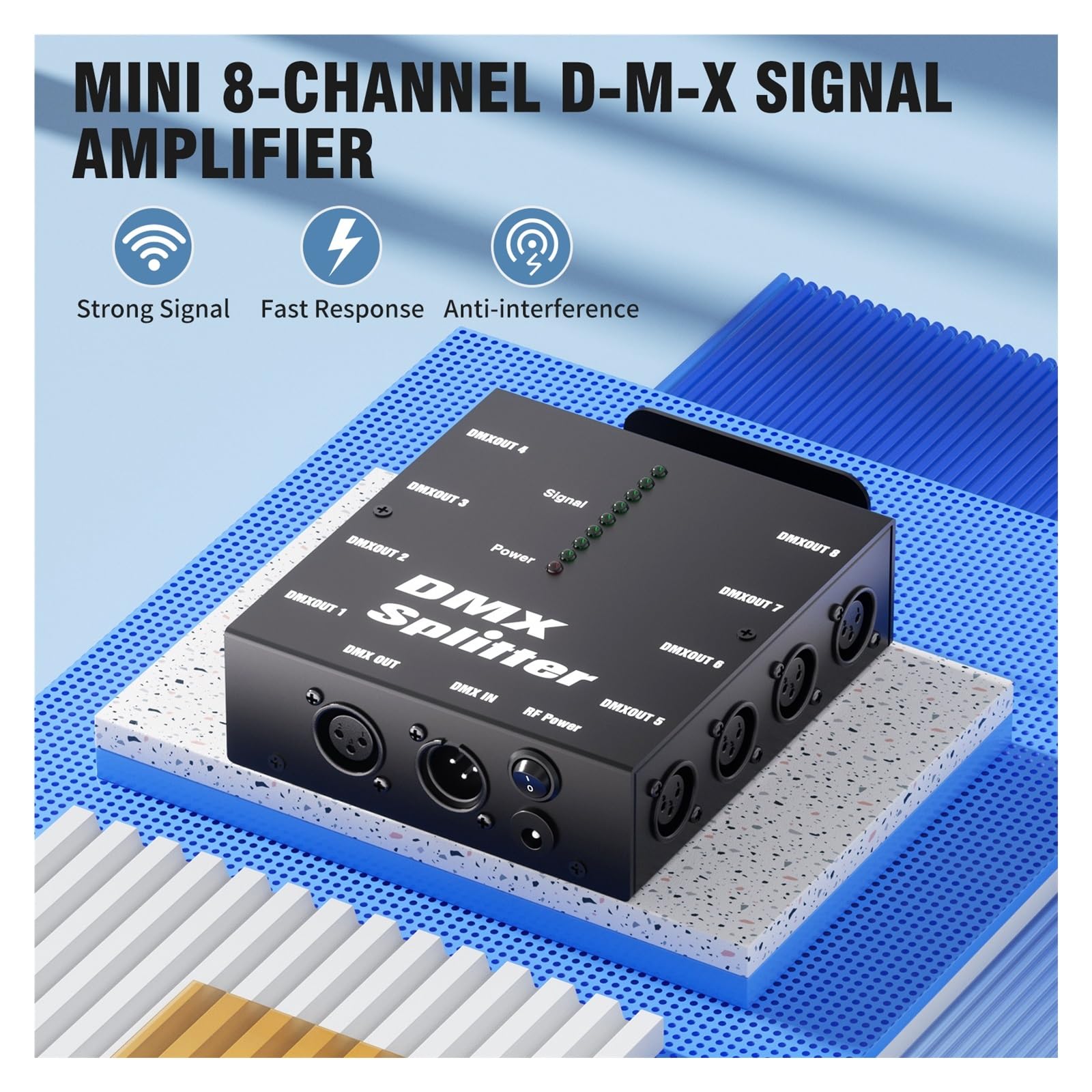 Controlador DMX, Controlador de iluminación LED con divisor DMX aislado 8 vías, amplificador universal ramas salidas 3 pines for señales
