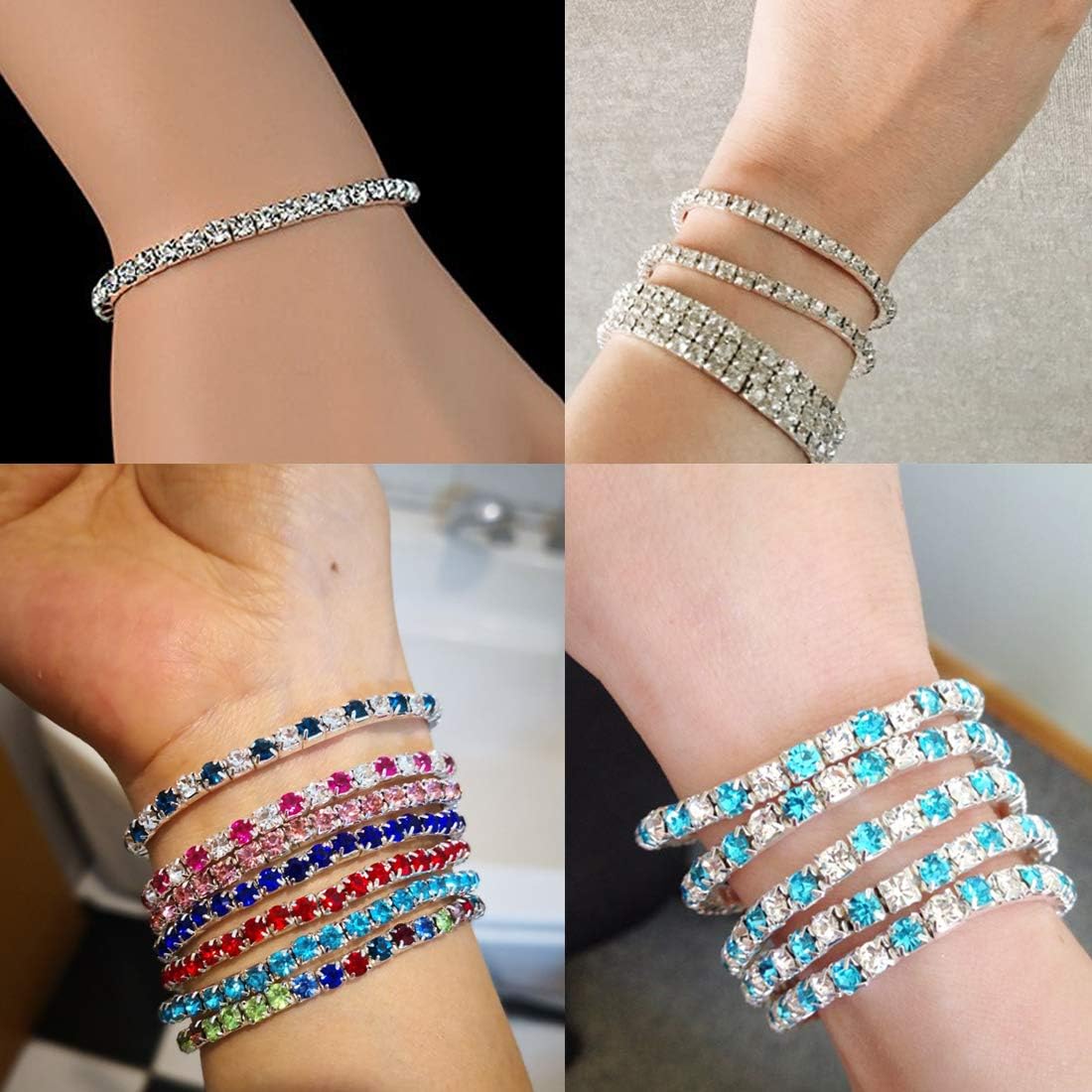 Zealmer Sparkle Multicolor Rhinestone Stackable Stretch Bracelets for Women image 2