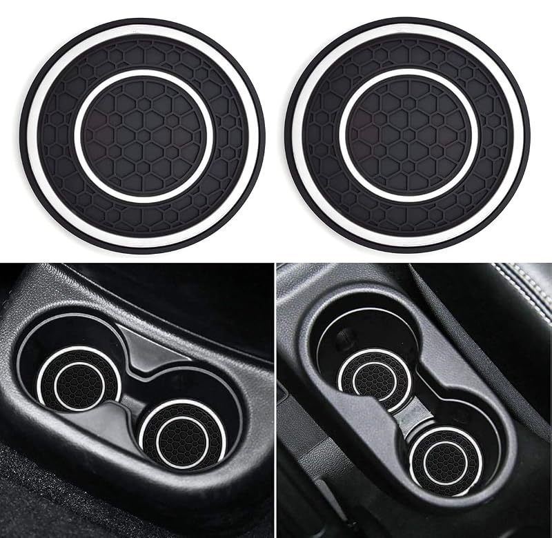 Porta-Copos para Carro Auprite em Silicone Branco com Inserto Antiderrapante, Kit com 2 unidades