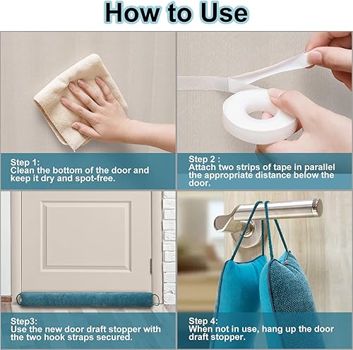 Miniatura 7 de Tope de puerta con peso para debajo de la puerta, bloqueador de ruido para puerta delantera, aislamiento de corrientes de aire de puerta, resistente