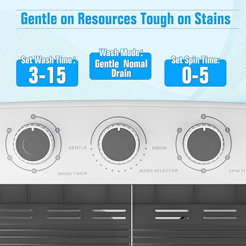 Miniatura 4 de Lavadora portátil, capacidad de 18 libras, lavadora y secadora combinada para hogares y apartamentos, lavadora de lavandería de doble tina con ciclo
