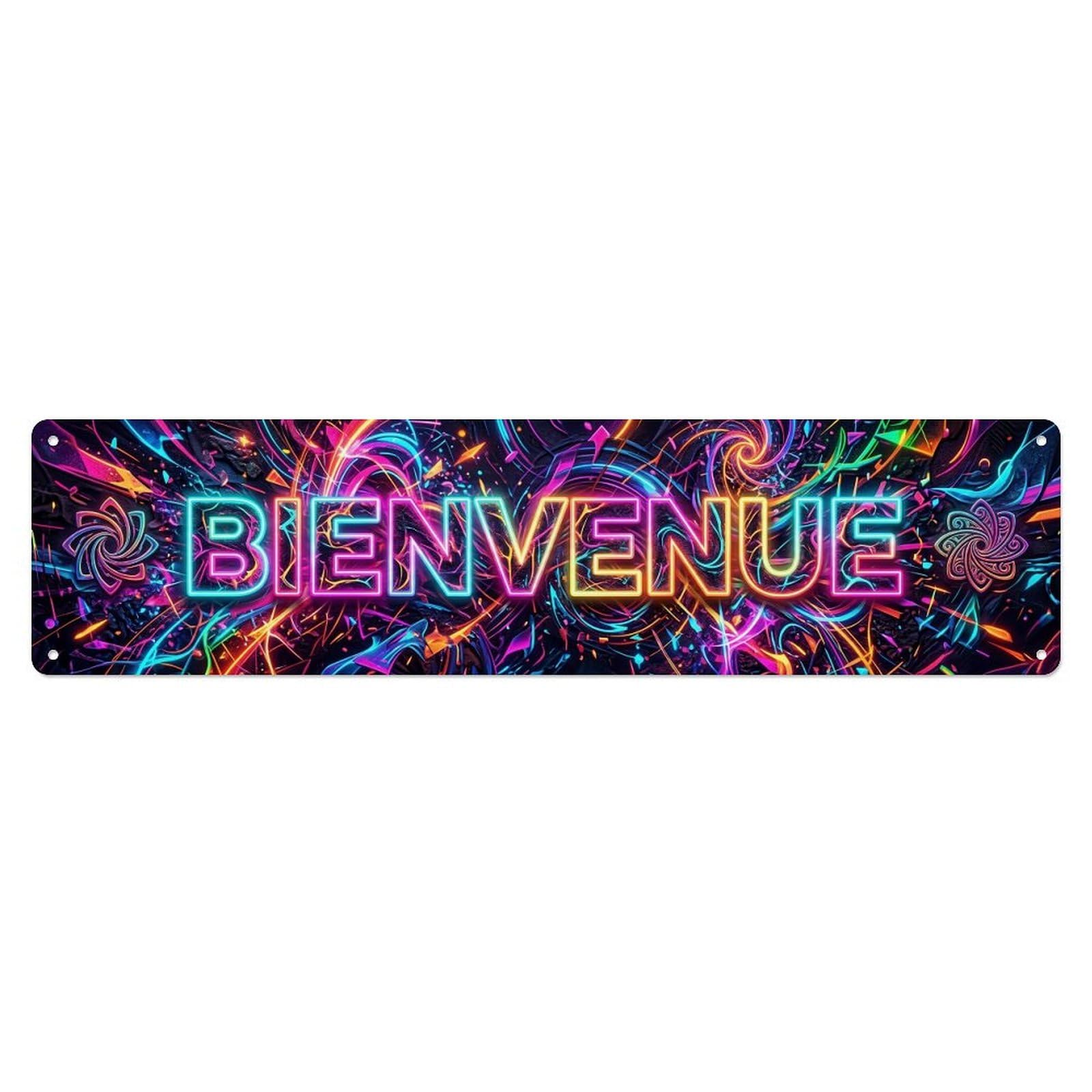 Neon Neon Entropy Chaos Pattern Welcome Metal Tin Skinny Sign Plaque Wall Decor for Cafe, Club Bar, Office, Home Garden Metal Poster 4x16Inch