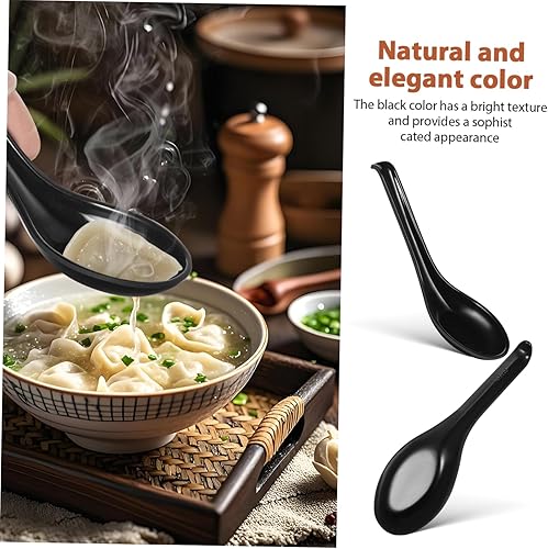 Miniatura 7 de Operitacx 6 cucharas de sopa de plástico esmeriladas para ramen pho y vajilla para uso doméstico y restaurante