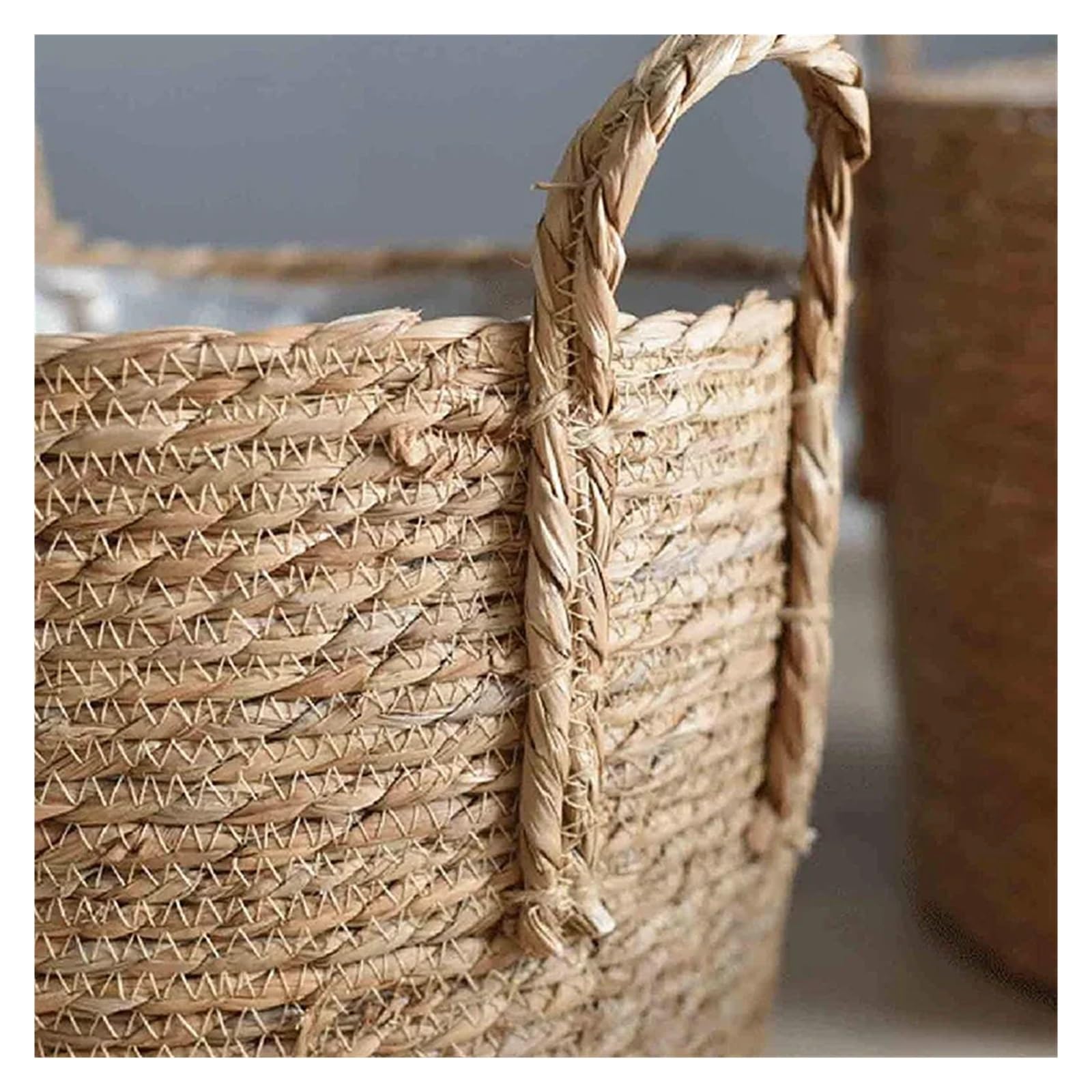 Wiklinowy kosz piknikowy, Hand Woven Plant Fiber Flower Basket For Indoor Outdoor Plants Multiple Sizes 4 Pcs(Total 4 pcs)