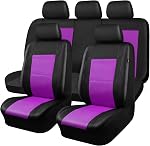 CAR PASS Luxurious PU Leather Automotive Universal Seat Covers Full Set for Vehicles,Cars,SUV,with Super 5mm Composite Sponge Inside,Airbag Compatible (Black and Black)