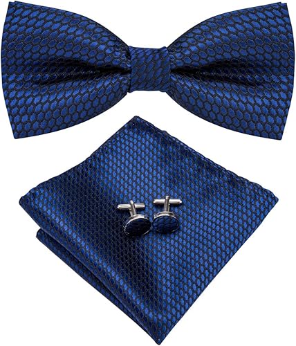 Miniatura 3 de Hi-Tie Juego de alfileres de solapa de pajarita preatados sólidosde cristal para hombre, pajarita ajustable para boda, baile de graduación, esmoquin