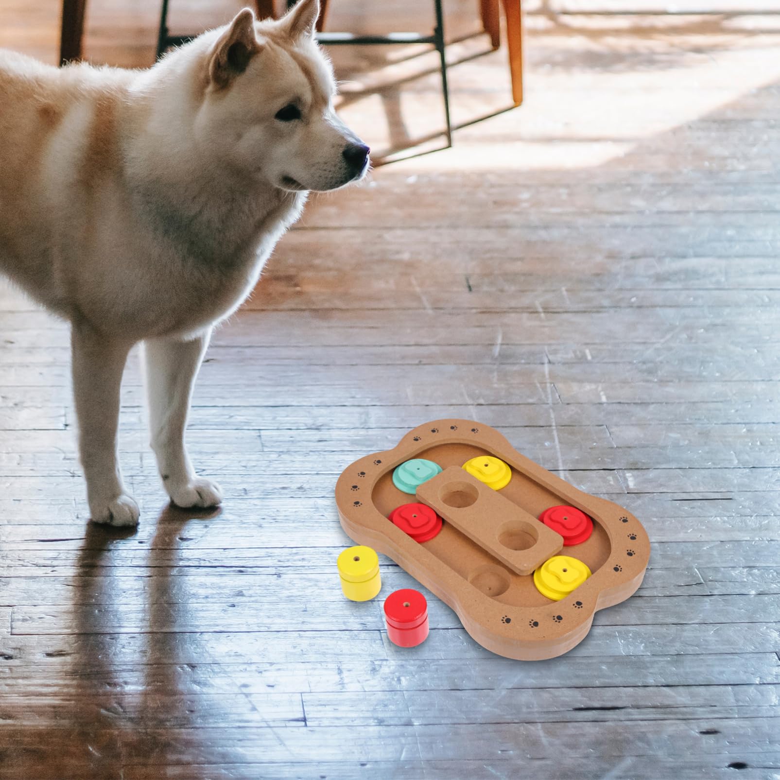 Toddmomy Holzknochen Spielzeug für Hunde mit Futteraufnahme und Foraging Funktion Natürliche Spiel und Fütterungslösung