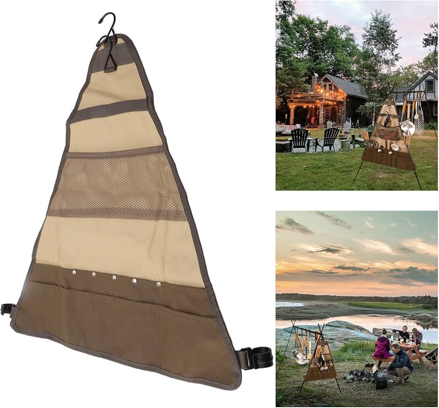 Sac de rangement pour vaisselle de camping, sac rond pour ustensiles de