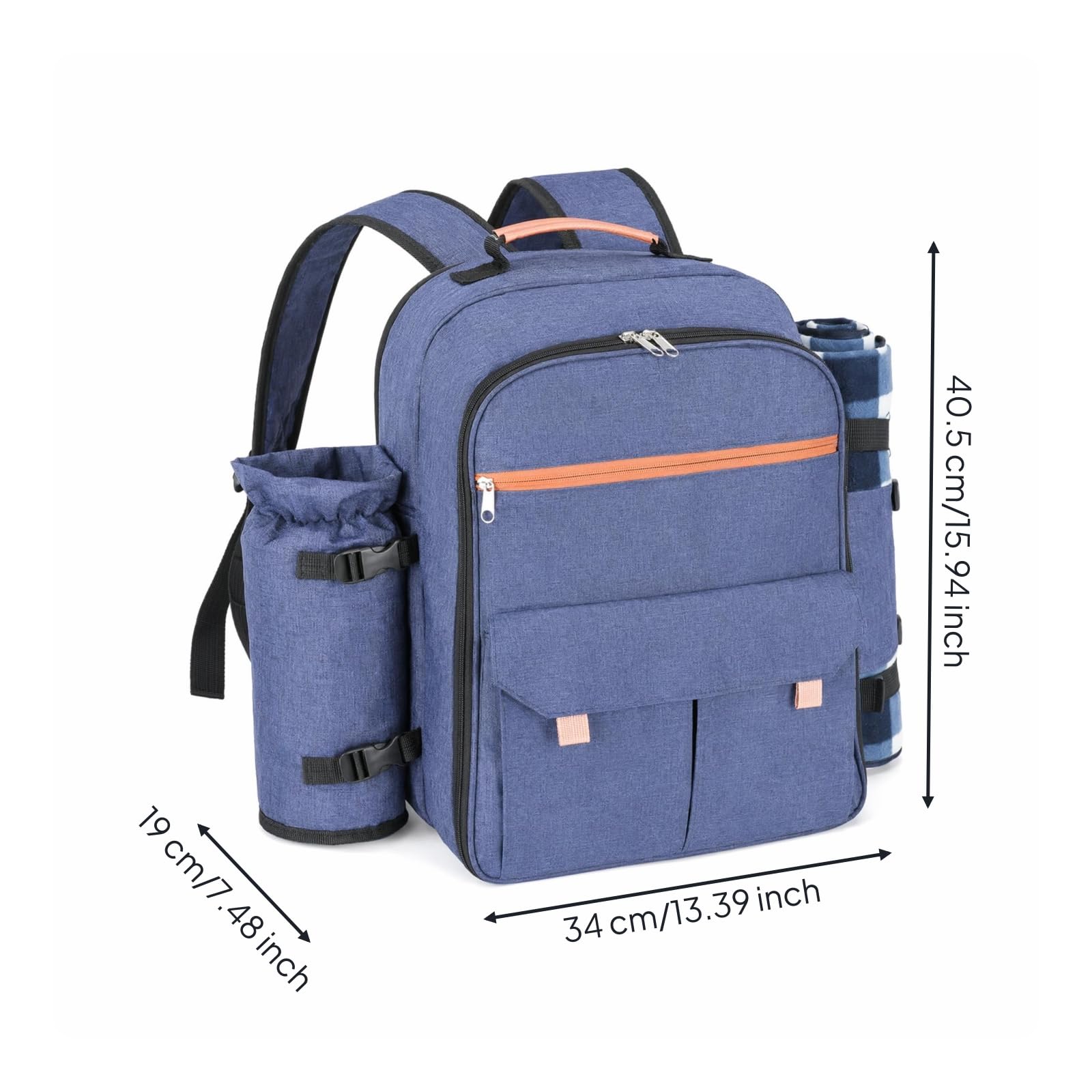 rockible Zaino Termico Isolante Borsa Frigo Picnic Contenitore Pranzo Struttura Rettangolare Stabile in Tessuto 300D Manico Superiore Tasche con Cerniera