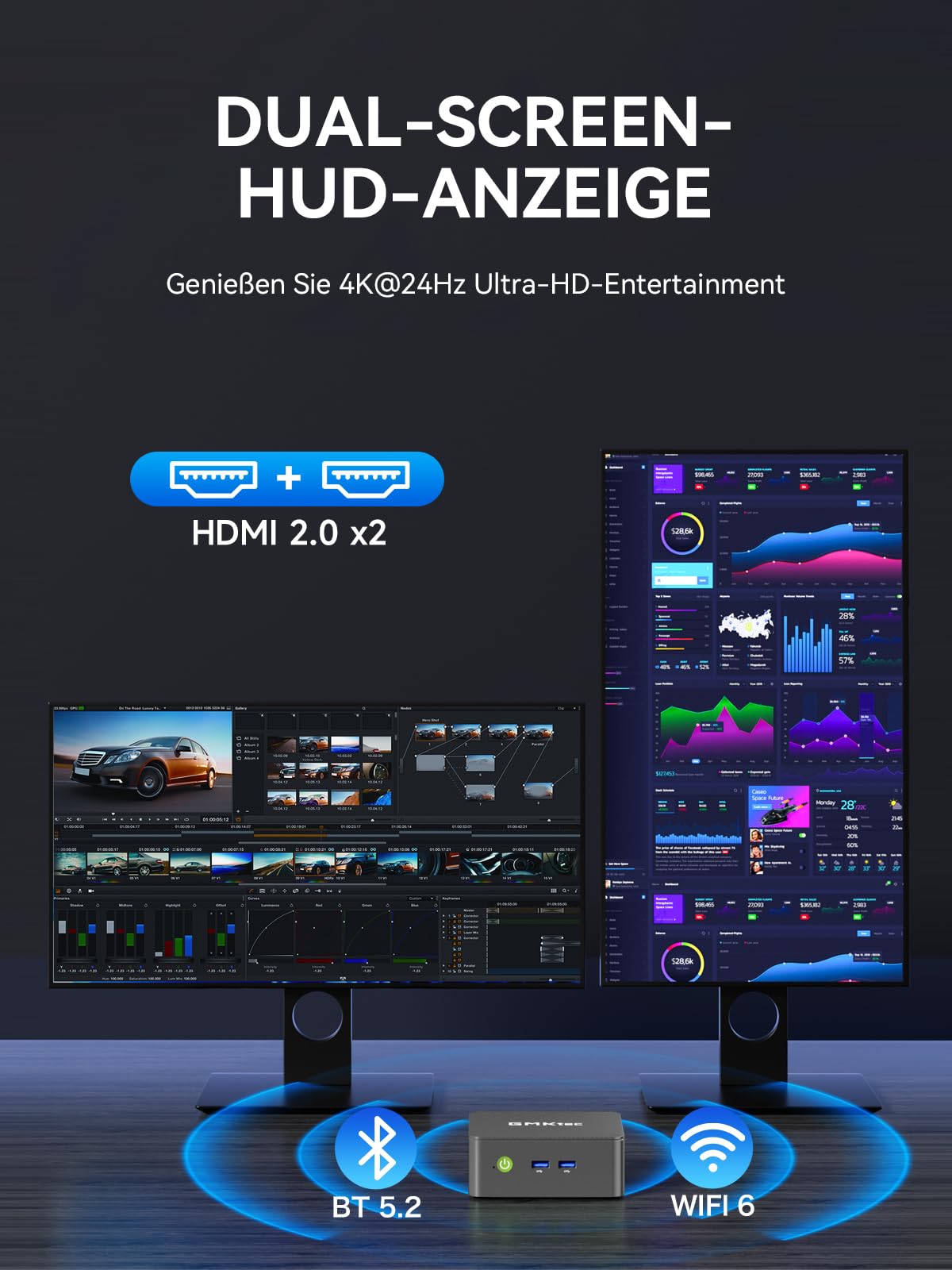 GMKtec G3 Pro Mini PC, 16 GB RAM 256 GB SSD M.2 Intel i3-10110U 4,1 GHz Mini Desktop-PC mit VESA-Unterstützung für Büro, Haus, Unternehmen, HTPC, Proxmox, Dual Display 4K, WiFi 6