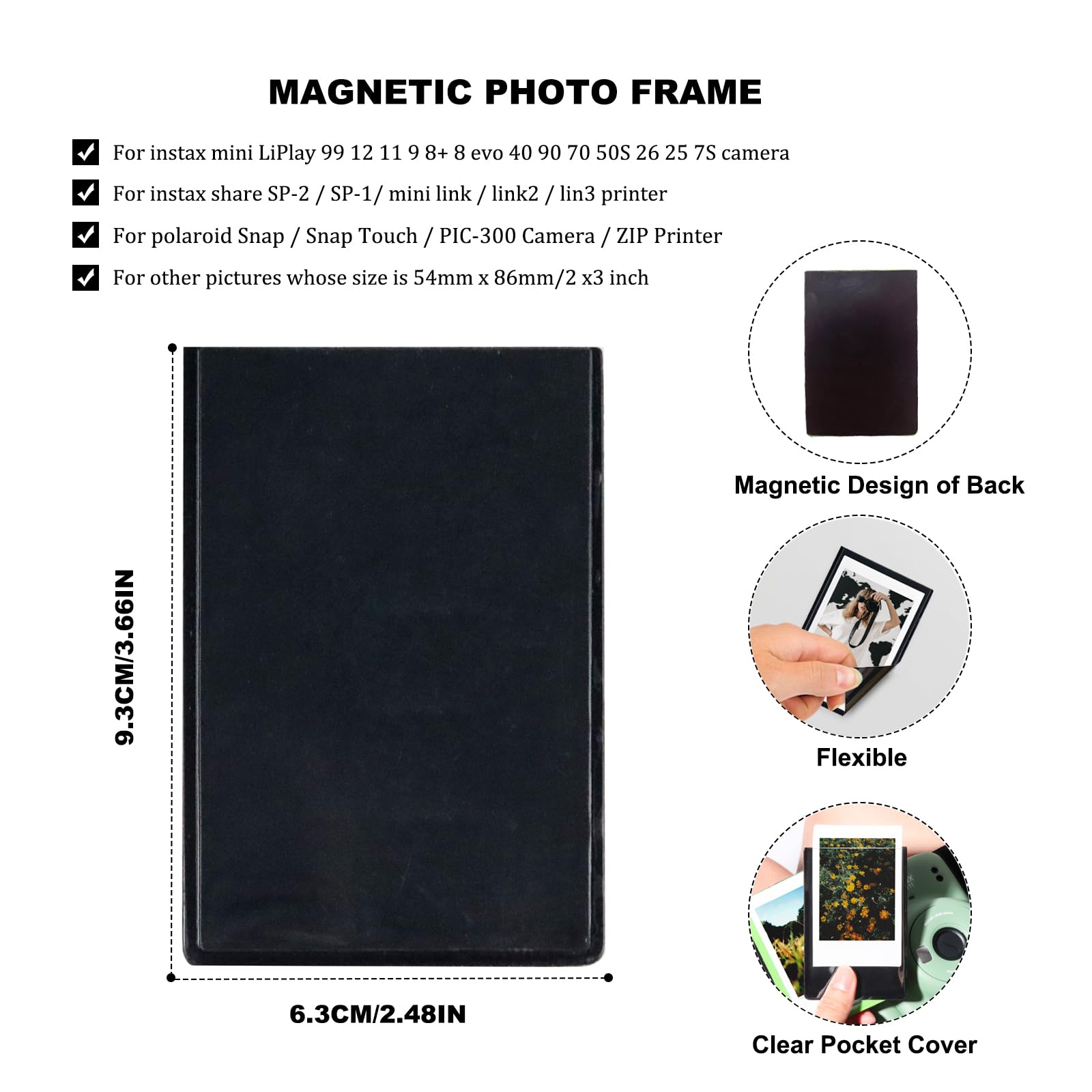 2x3 Small Magnetic Photo Frame,Personalised Mini Magnetic Picture Frames Refrigerator for Fujifilm Instax Mini 13 12 11 99 90 40 9 8 7 EVO 3 Inch Films - Image 2
