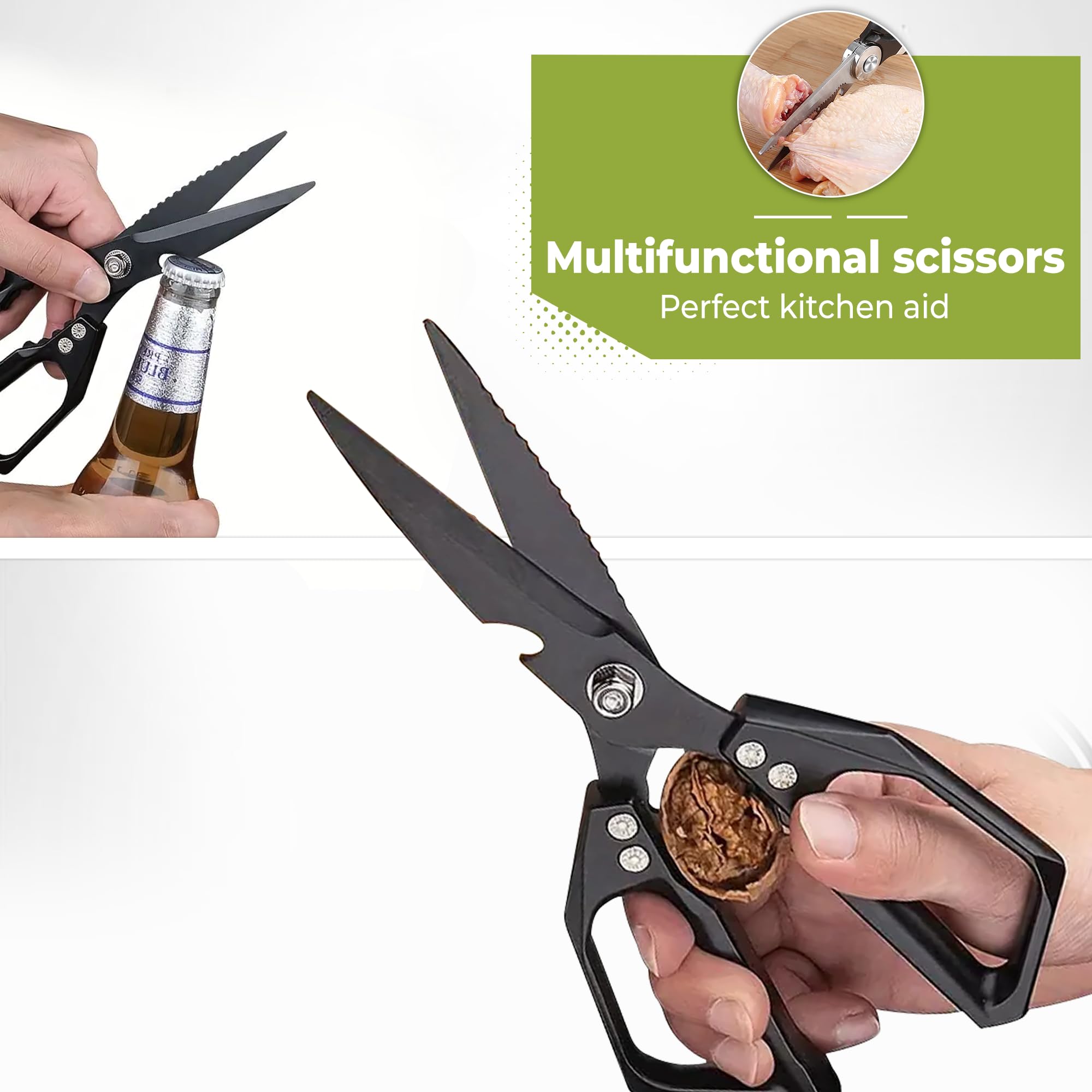 Forbici da Cucina Professionali in Acciaio Inox Hi Nature Multiuso con Coprilama Protettivo