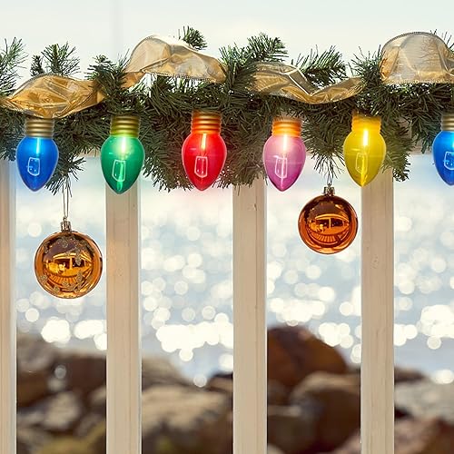 Miniatura 7 de Tira de luces LED multicolor de Navidad de 16 pies para exteriores con 10 bombillas C7 transparentes jumbo multicolor, luces de Navidad colgantes