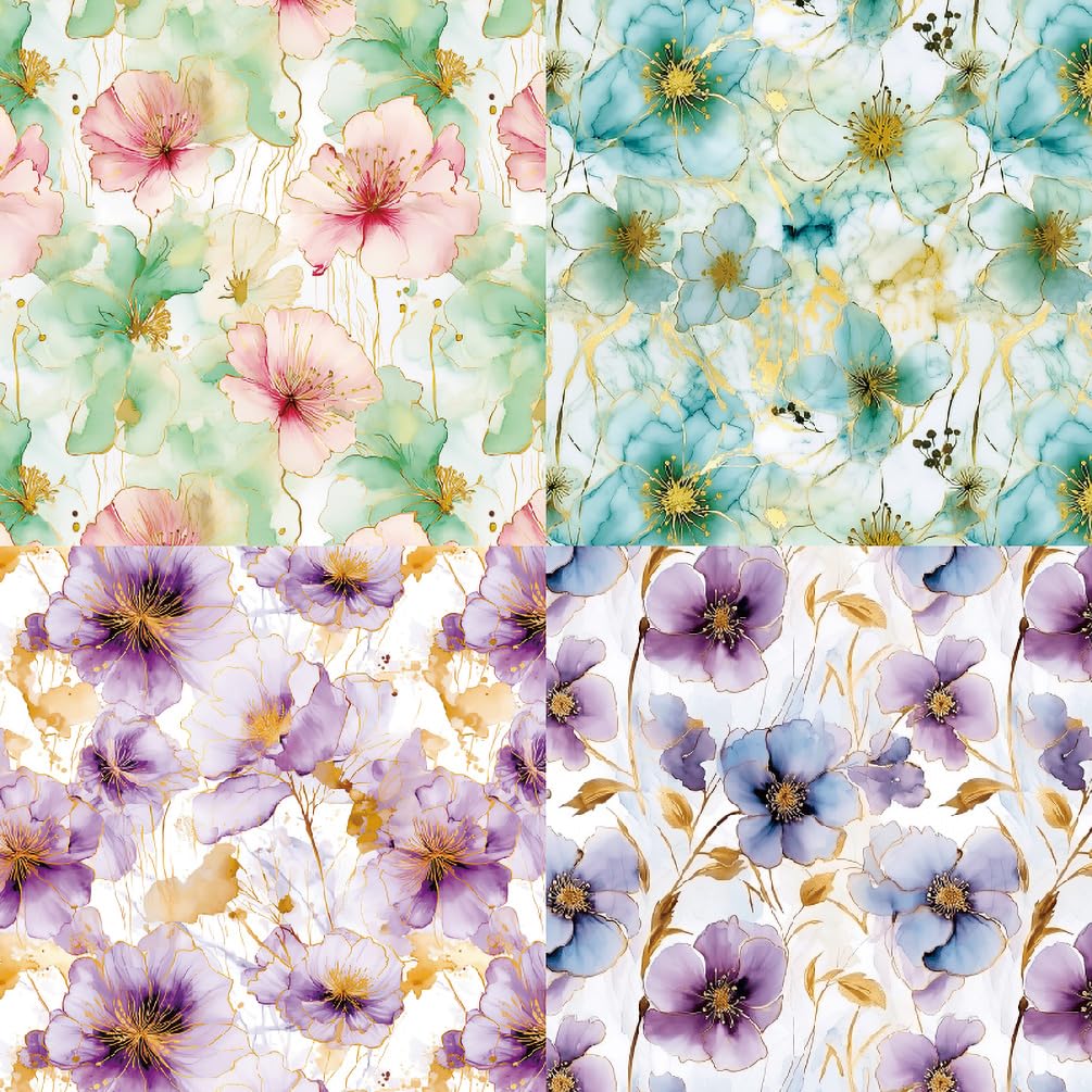Papier do scrapbookingu, 6"x6", 48 arkuszy papieru z wzorem kwiatów jedwabnych, jednostronny papier wiosenny, 160 g/m2, papier dekoracyjny do robótek ręcznych(148)