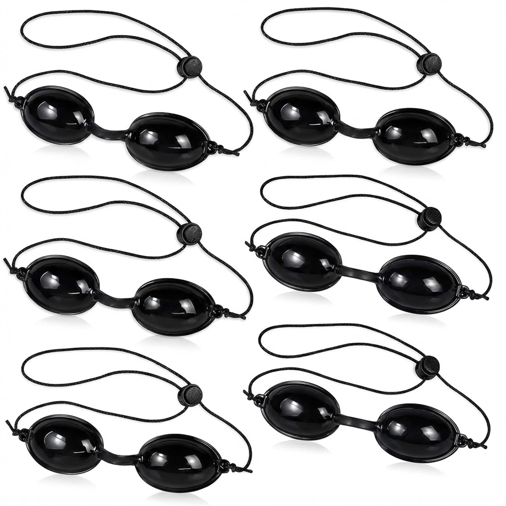 ALLGAYER 6 Pcs Tanning Goggles for UV & LED Light,Anti-UV Sunbed Eye Protection,Adjustable Sunbed Goggles for Indoor Salon Beds,Beauty Spa,Sunbathing (Black)