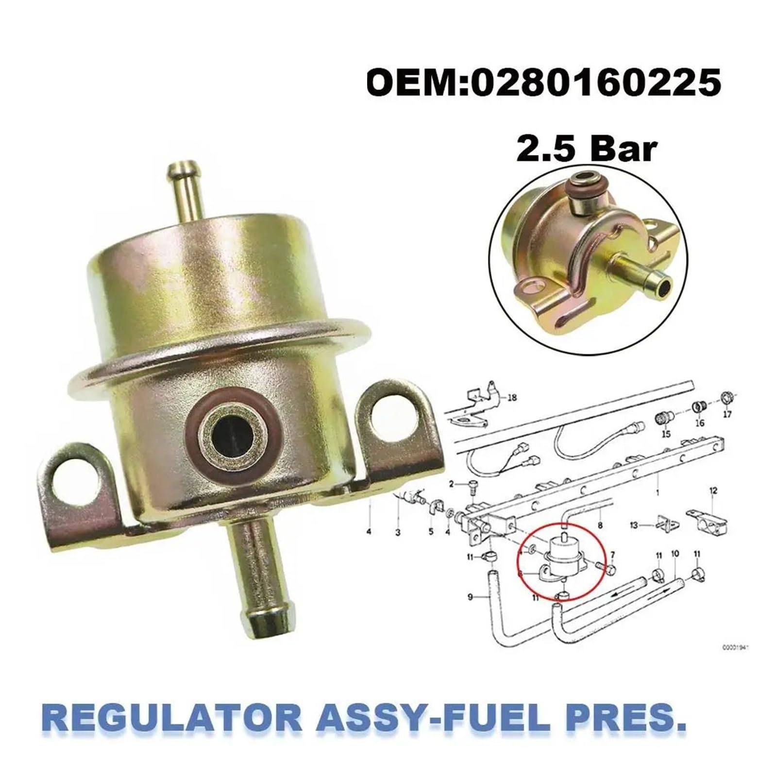 Fuel Pressure Regulator,Fit For 323i,for 518i,for E23,for 733i | Fit For E24,for Peugeot,for Volvo,305 505,480 740 0280160225