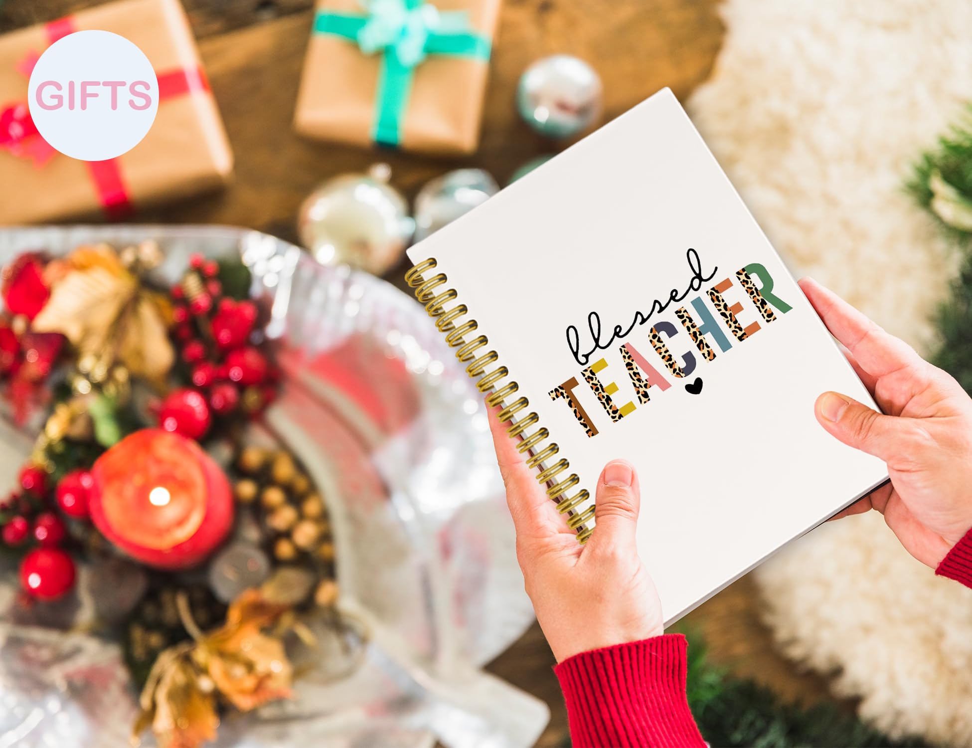 ICEWHITEY Taccuino per insegnante benedetto, regalo di apprezzamento per insegnanti, per donne, a righe, con rilegatura a spirale, quaderno per insegnanti, forniture scolastiche e ufficio