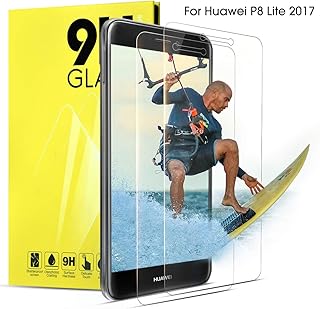 DOSNTO Cristal Templado Huawei P8 Lite 2017 Protector de Pantalla Compatible con Funda Protector Vidrio Protector Cobertura Transparente 2Pack Protectores Vidrio Templado para 5,2