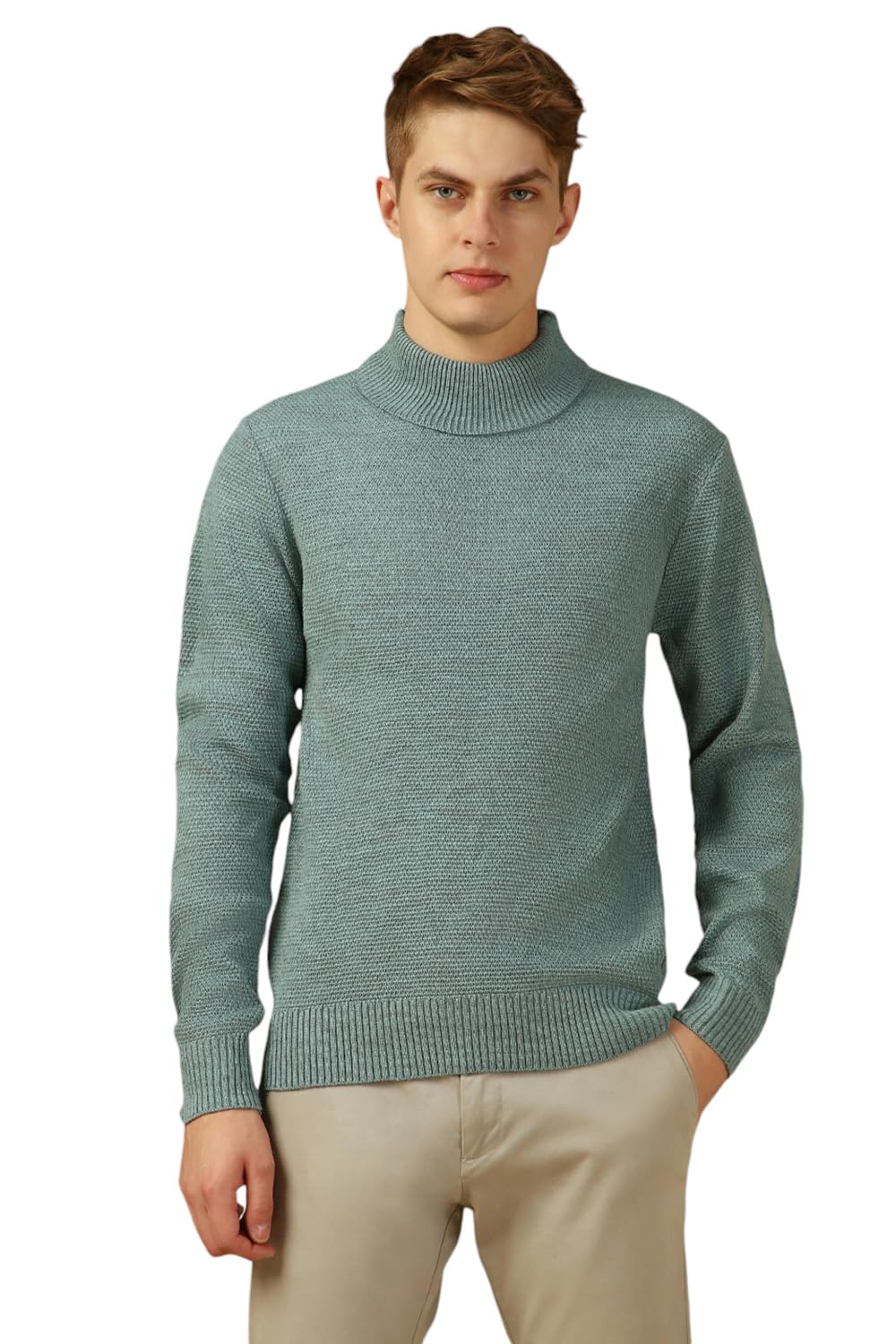 Men Purple Solid Slim Fit Full Sleeve Turtle Neck Pullover-image-22