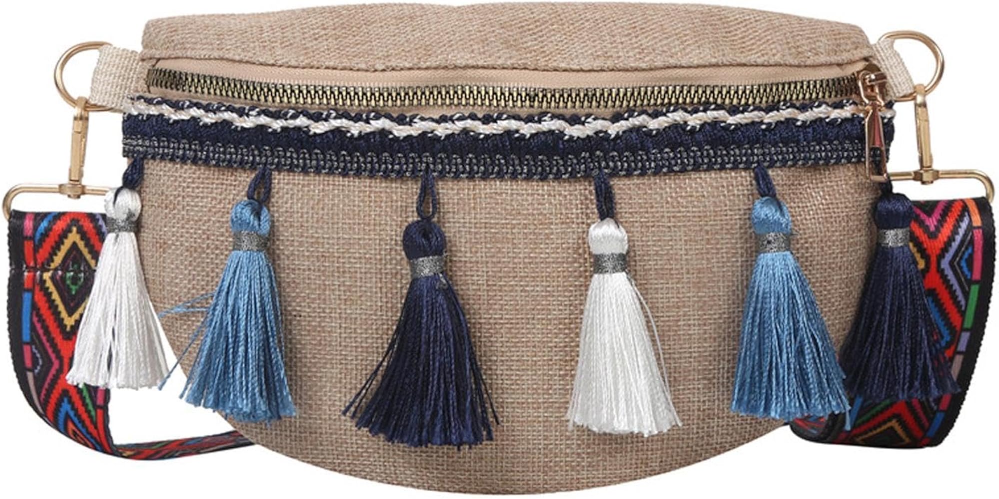 LYEAA Sac Banane Unisexe En Fourrure Avec Fermeture éclair - Multifonctionnel - Pliable - Léger - Automne - Hiver - Usage Quotidien, Marron Clair, 23 X 8 X 15 Cm