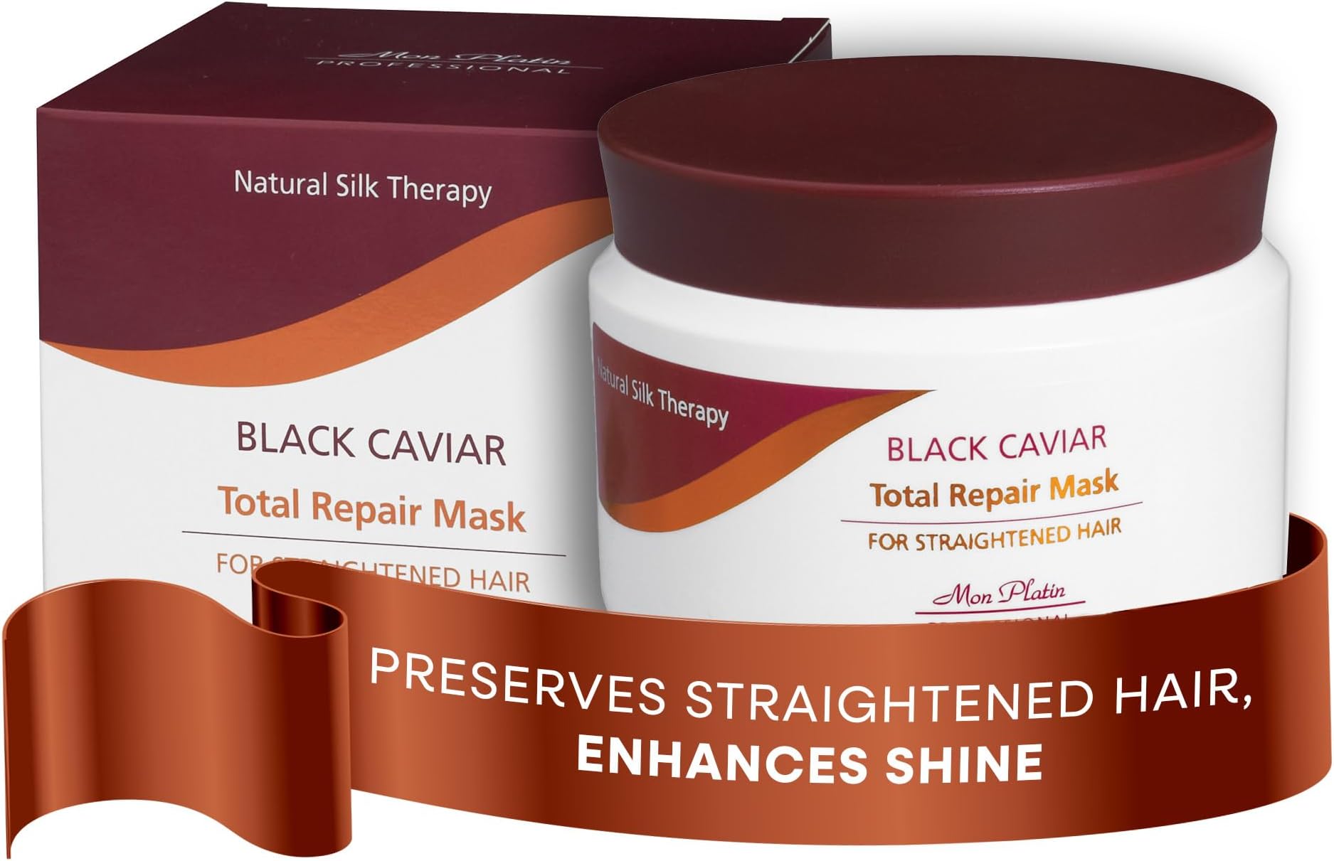 Mon Platin Professional Hair Conditioning Mask, Black Caviar Total Repair, 500ML, For Straightened Hair, Intensive Recovery, Deep Conditioning, SLS/Salt Free