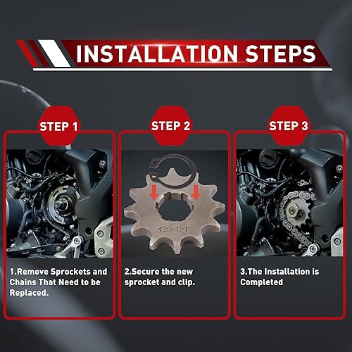 Miniatura 15 de WOOSTAR Motocicleta 428-14T Piñón delantero de 0.669 in para 50cc 70cc 90cc 110cc 125cc Dirt Pit Bike Mini Bike ATV 4 ruedas ciclomotor