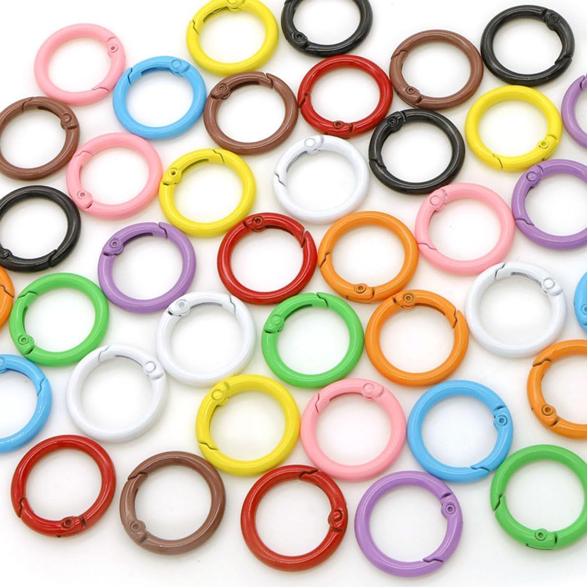 Mousquetons ronds à ressort BetterJonny lot de 30 anneaux colorés 25 mm pour sacs