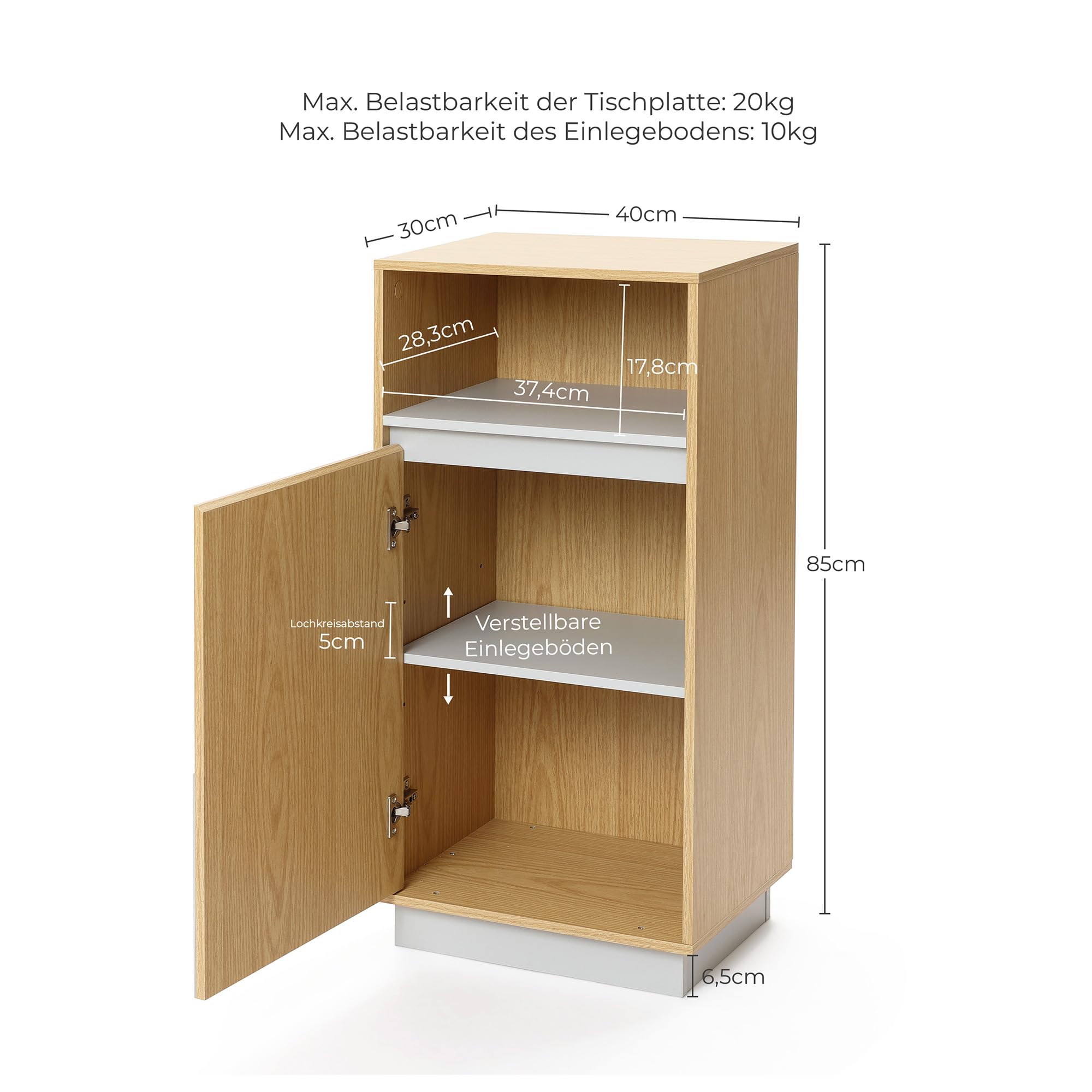 Hometopia Badezimmerschrank 85cm schmal, Badregal mit Tür | verstellbare Regalböden, Eichenoptik, freistehend, Holz, vielseitig für Bad, Wohnzimmer & Flur, 30x40x85 cm, pflegeleicht