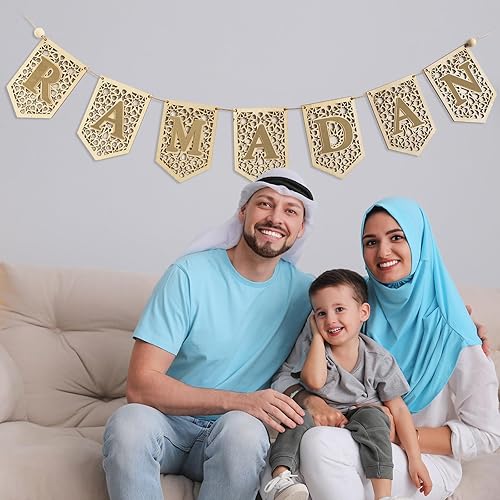 Miniatura 5 de Banner de Ramadán, decoración de ramadán, guirnalda de madera para puerta, ideas para el hogar, decoración colgante de pared, Eid Mubarak Kareem,