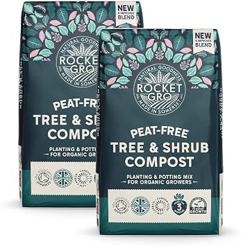 RocketGro - Tree & Shrub Compost Peat-Free Superior Blend - 2 x 40L Bundle - Save 35% - Organic Bio-Active and NPK Rich Blend for Planting Trees, Shrubs, and Hedges