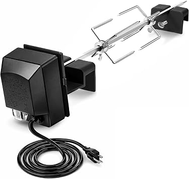 Buzzlett Rotisserie Accessory Attachment Compatible with Kamado Joe Classic Joe Grills, Large Big Green Egg Grills and Other 18-inch Round Charcoal Grills, Perfect for Whole Chicken, Roasts, BBQ