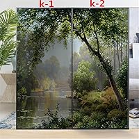 Vista 2 de Lámina decorativa para ventana, privacidad, pintura de bosque, adhesivos estáticos para ventanas, sin pegamento, cubiertas esmeriladas para ventanas
